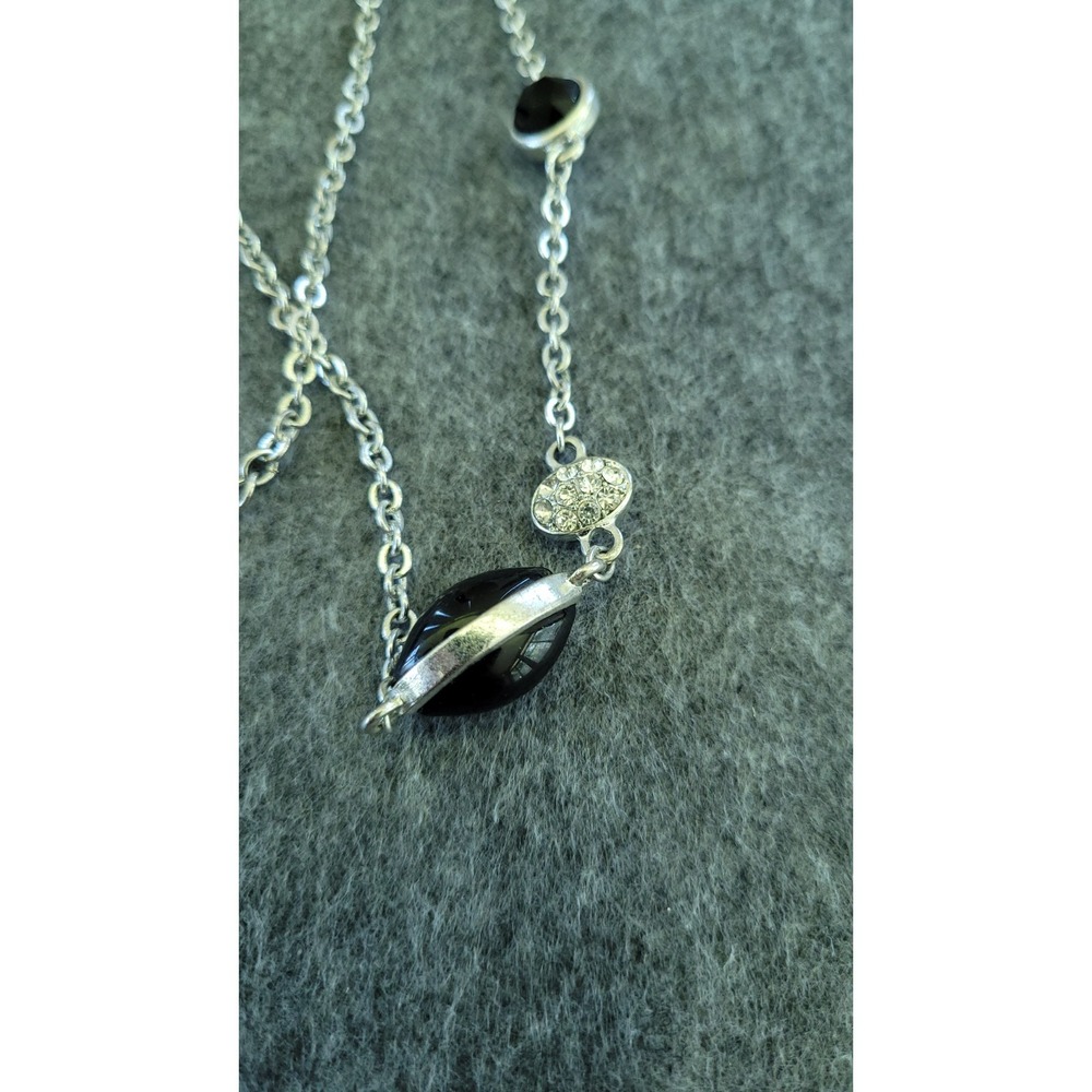 WHITE HOUSE BLACK MARKET Black Rhinestone Long Station Necklace 38in 45g WHBM